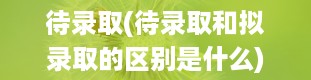 待录取(待录取和拟录取的区别是什么)