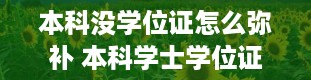 本科没学位证怎么弥补 本科学士学位证怎么可以拿到