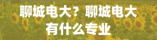 聊城电大？聊城电大有什么专业