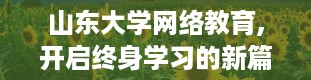 山东大学网络教育,开启终身学习的新篇章