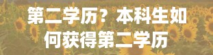 第二学历？本科生如何获得第二学历