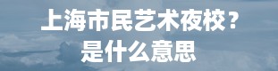 上海市民艺术夜校？是什么意思