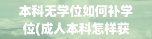 本科无学位如何补学位(成人本科怎样获得学士学位书)