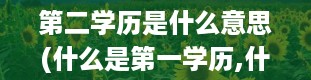 第二学历是什么意思(什么是第一学历,什么是第二学历)