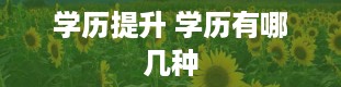 学历提升 学历有哪几种