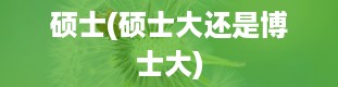 硕士(硕士大还是博士大)