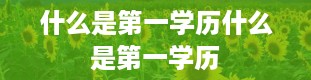 什么是第一学历什么是第一学历