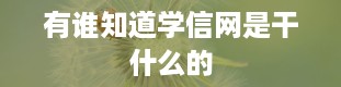 有谁知道学信网是干什么的