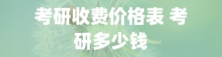 考研收费价格表 考研多少钱