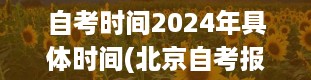 自考时间2024年具体时间(北京自考报名时间)